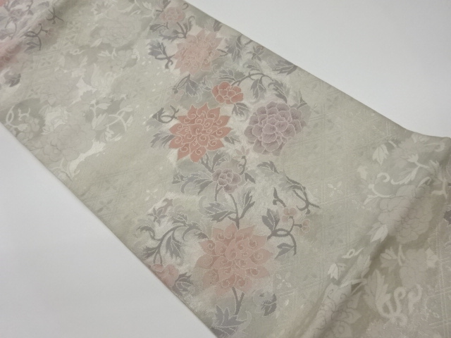 JAPANESE KIMONO / VINTAGE FUKURO OBI / WOVEN FLOWER ARABESQUE